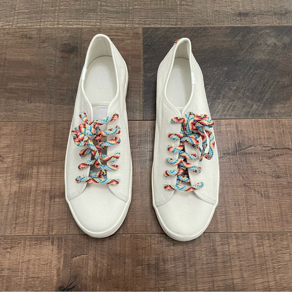 Keds Classic White Sneakers With Multicolor Laces Size 9
